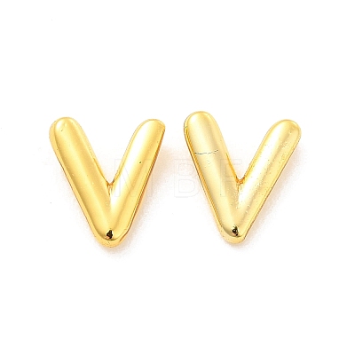 Brass Hollow Out Initial Letter Stud Earrings for Women EJEW-A044-01G-V-1