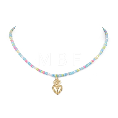 Golden Brass Heart Pendant Necklace NJEW-JN04530-1