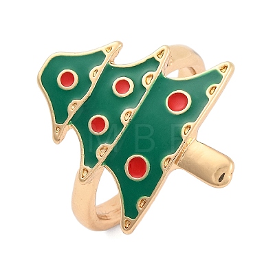 Christmas Theme Alloy Enamel Open Cuff Ring RJEW-C106-02F-KCG-1