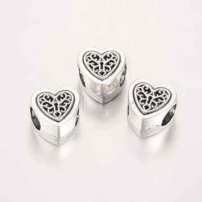 Large Hole Heart Alloy European Beads MPDL-K010-01-1