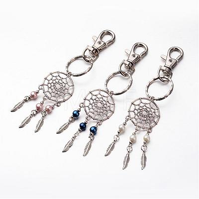 Woven Net/Web with Feather Keychain KEYC-JKC00077-1