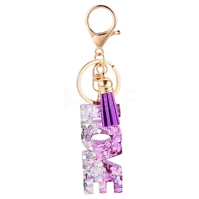 Alloy & Resin Tassel Keychainss AJEW-TADJ0001-20G-10-1