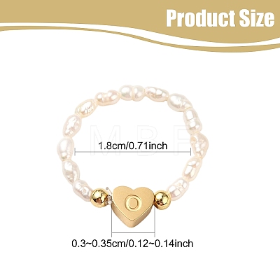 Natural Freshwater Pearl & 304 Stainless Steel Bead Finger Rings RJEW-FS00001-15-1