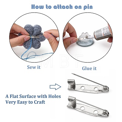 Iron Brooch Pin Back Safety Catch Bar Pins with Holes IFIN-X0029-P-1