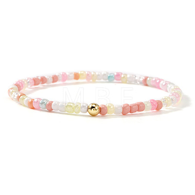 Bohemian Glass Pearl & Brass Beaded Stretch Bracelets for Women ZZ9832-2-1