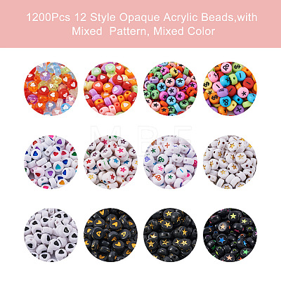 1200Pcs 12 Style Opaque Acrylic Beads MACR-PJ0001-04-1
