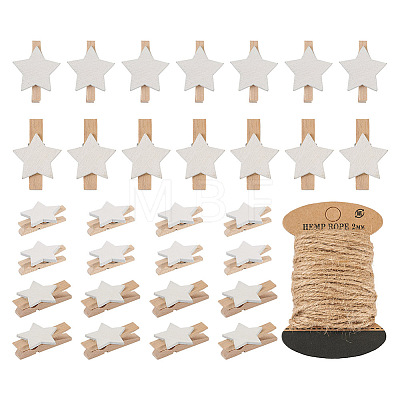 Yilisi 100Pcs 2 Styles Wooden Craft Pegs Clips WOOD-YS0001-05-1