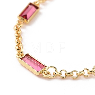 Rectangle Cubic Zirconia Chain Bracelets BJEW-G654-02G-1