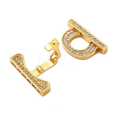 Brass Micro Pave Clear Cubic Zirconia Fold Over Clasps KK-P291-13G-1