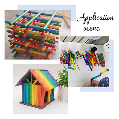 180Pcs 6 Colors Wood Craft Sticks WOOD-FH0002-51-1