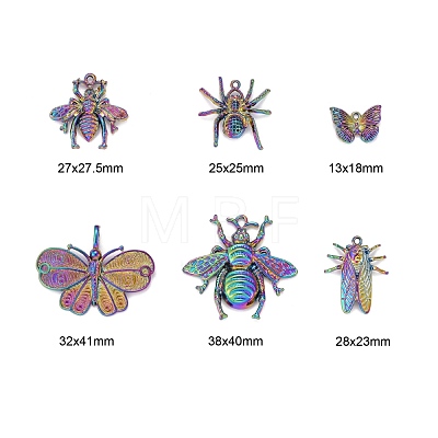 12Pcs 6 Style Insects Themed Alloy Pendants FIND-LS0001-02-1