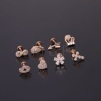 Brass Micro Pave Clear Cubic Zirconia Cartilage Earrings WGF4DCF-24-1