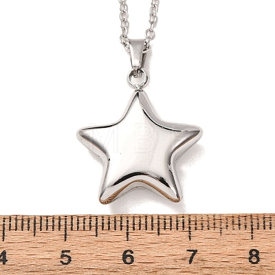 304 Stainless Steel Star Pendant Cable Chain Necklaces for Men Women NJEW-K308-02A-P-1