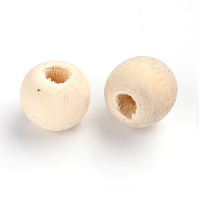 Natural Unfinished Wood Beads WOOD-R196-10mm-LF-1