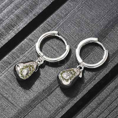 Brass Cubic Zirconia Hoop Earrings EJEW-Q015-02P-B-1