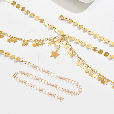 Iron Coin Link Star Tassel Chain Belts for Women WG036E3-01-1