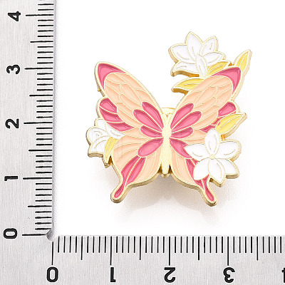 Flower Butterfly Enamel Pin JEWB-J005-07F-G-1