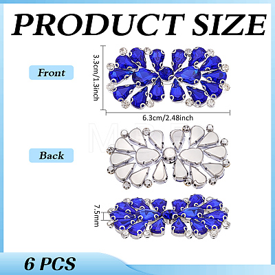 6Pcs Flower Glass Rhinestone Cabochons DIY-FG0010-18C-1