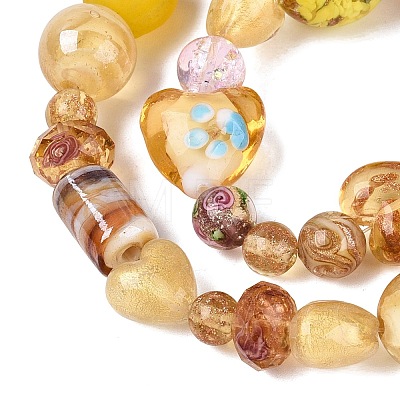 Handmade Foil Glass with Gold Sand Lampwork Beads Strands FOIL-Q002-08G-1