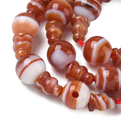 Natural Banded Agate 3-Hole Guru Bead Strands G-K149-57-1