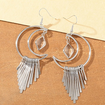 Moon Alloy Rhinestone Dangle Earrings FS-WGEABDC-02-1