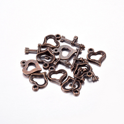 Tibetan Style Heart Toggle Clasps RLF1109Y-NF-1