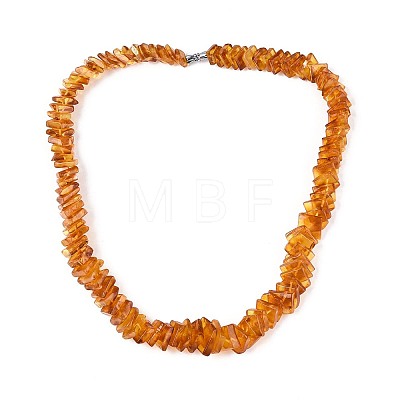 Natural Amber Square Graduated Beaded Necklaces NJEW-T019-03-1