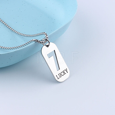201 Stainless Steel Lucky Number 7 Dog Tag Necklaces for Women Men WGF2A89-01-1