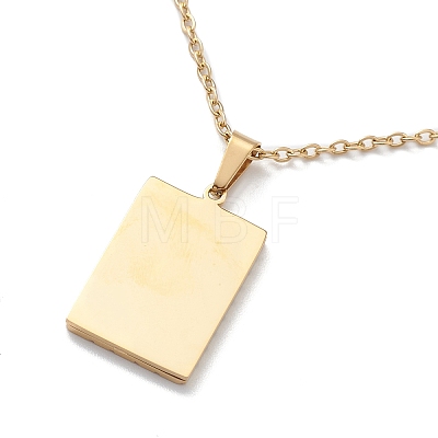 304 Stainless Steel Rectangle Pendant Necklace with Box Chains for Women NJEW-I123-02A-1