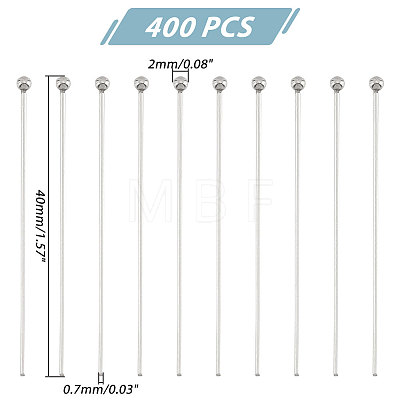   400Pcs 304 Stainless Steel Ball Head Pins for Craft Jewelry Making STAS-PH0004-92-1