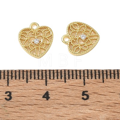 Brass Micro Pave Clear Cubic Zirconia Charms KK-CBA74BF-08G-1