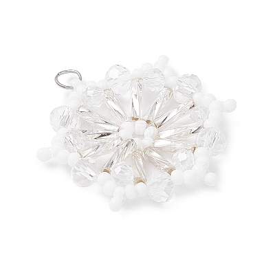 Glass Seed Beaded Snowflake Pendants PALLOY-MZ01080-01-1