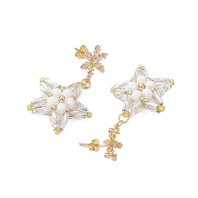 Glass Star Stud Earrings EJEW-MZ00256-03-1