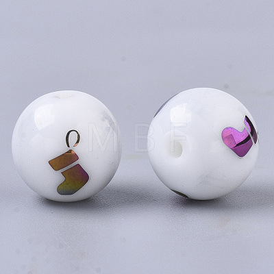 Christmas Opaque Glass Beads X-EGLA-R113-04D-1