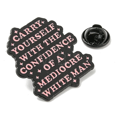 Word Carry Yourself with the Confidence Alloy Enamel Pin Broochs AJEW-Z023-15D-1