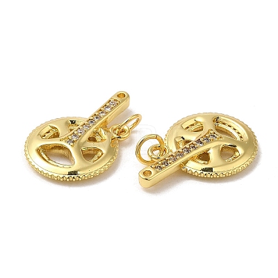 Rack Plating Brass Micro Pave Cubic Zirconia Pendants KK-C030-13G-1