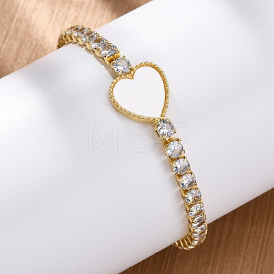 Brass Micro Pave Cubic Zirconia Link Chain Bracelets for Women BJEW-K273-01G-06-1