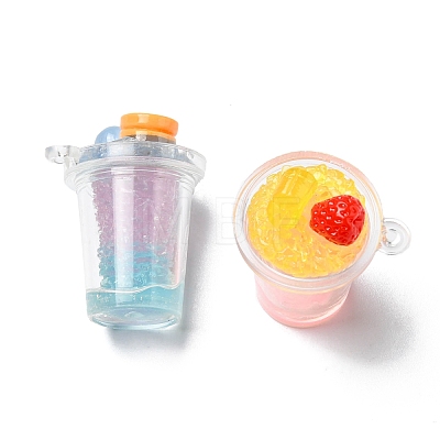 Transparent Resin Imitation Drink Pendants X-RESI-E041-01-1