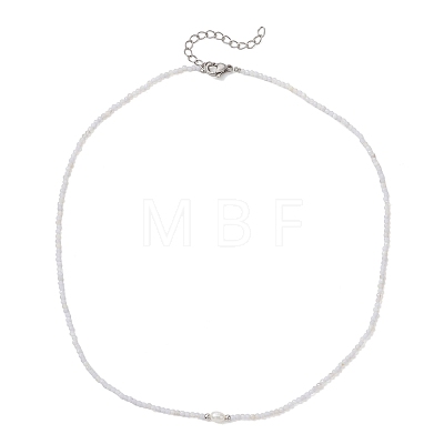 2MM Faceted Round Natural Blue Lace Agate Beaded Necklaces NJEW-JN05918-03-1