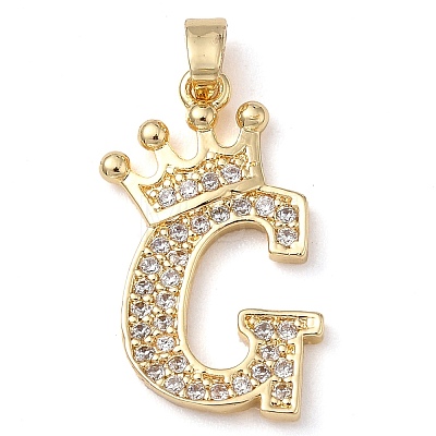 Rack Plating Brass Micro Pave Cubic Zirconia Pendants KK-D535-01G-RS-1