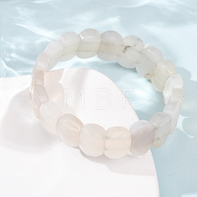 Natural Grey Agate Beaded Stretch Bracelets for Unisex G-K303-01J-1