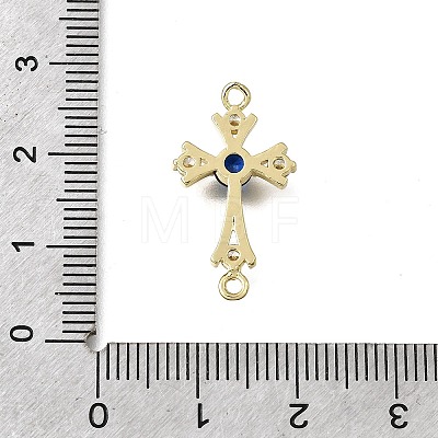 Religion Brass Pave Blue Cubic Zirconia Connector Charms KK-G602-07G-08-1