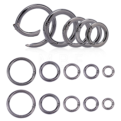 20Pcs 5 Style Alloy Spring Gate Ring PALLOY-PH0001-72B-1