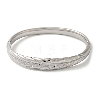 Titanium Steel Leaf Hinged Bangles for Women Men BJEW-G719-18P-1