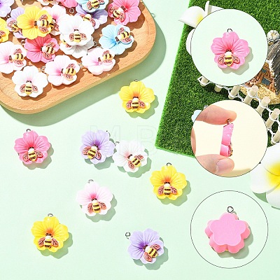 30Pcs 6 Colors Opaque Resin Pendants RESI-YW0006-11-1