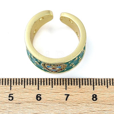 Brass Micro Pave Cubic Zirconia Enamel Cuff Rings for Women RJEW-L113-019G-01-1