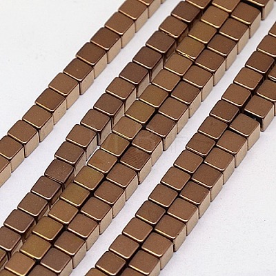 Electroplate Non-magnetic Synthetic Hematite Beads Strands G-J170A-4x4mm-06-1