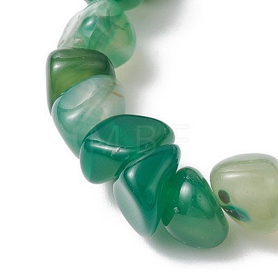 Natural Agate Nuggets Beaded Stretch Bracelets for Men Women BJEW-JB11957-02-1