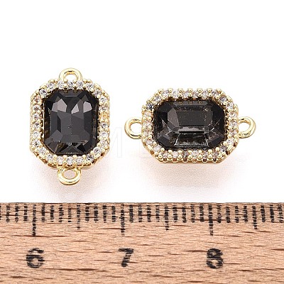 Brass Micro Pave Clear Cubic Zirconia and Glass Connector Charms KK-N287-28G-1