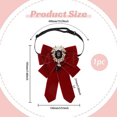 Polyester Bow Tie with Alloy Glass Brooch AJEW-WH0481-784C-1